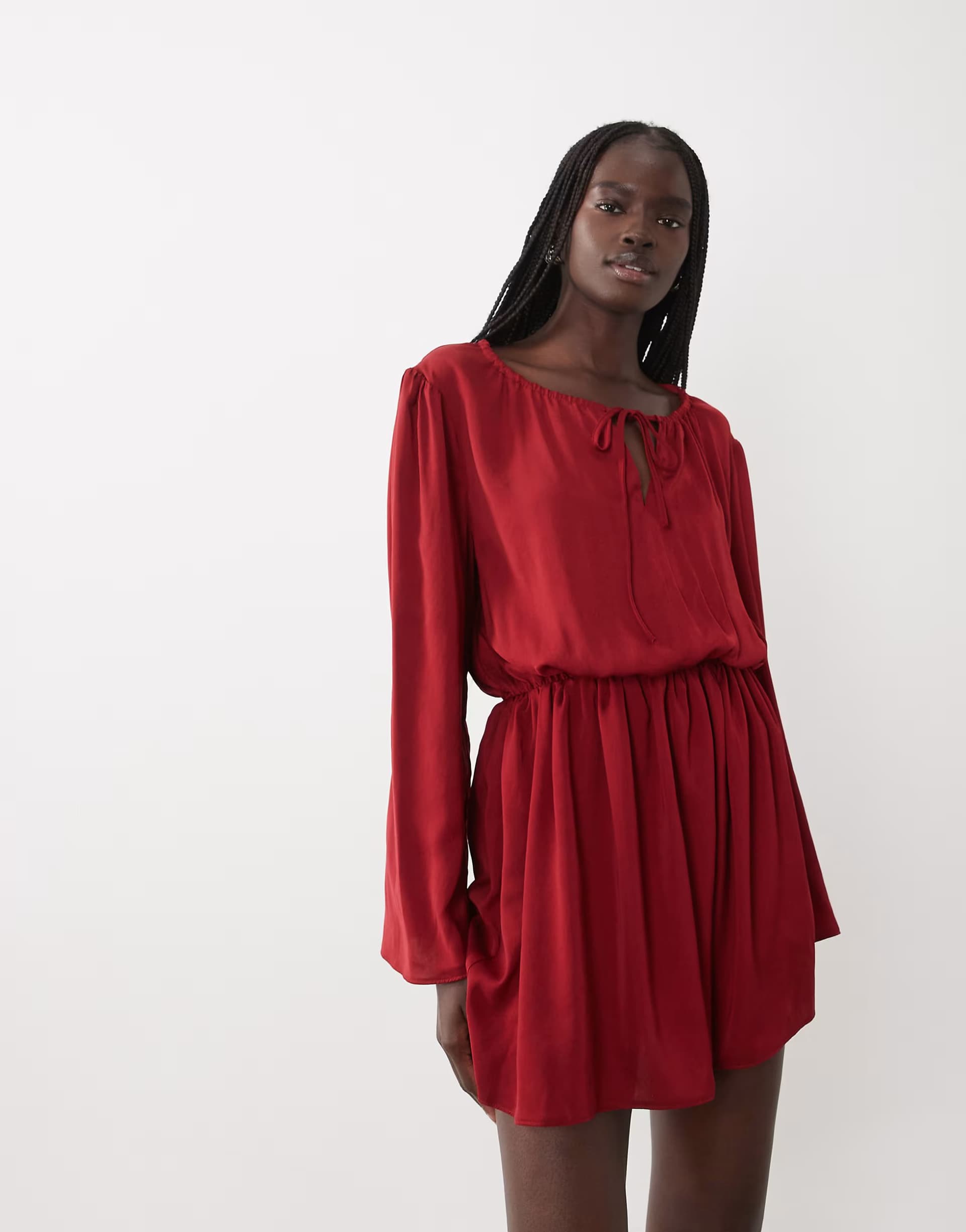 ASOS Miss Selfridge satin boho mini dress in red