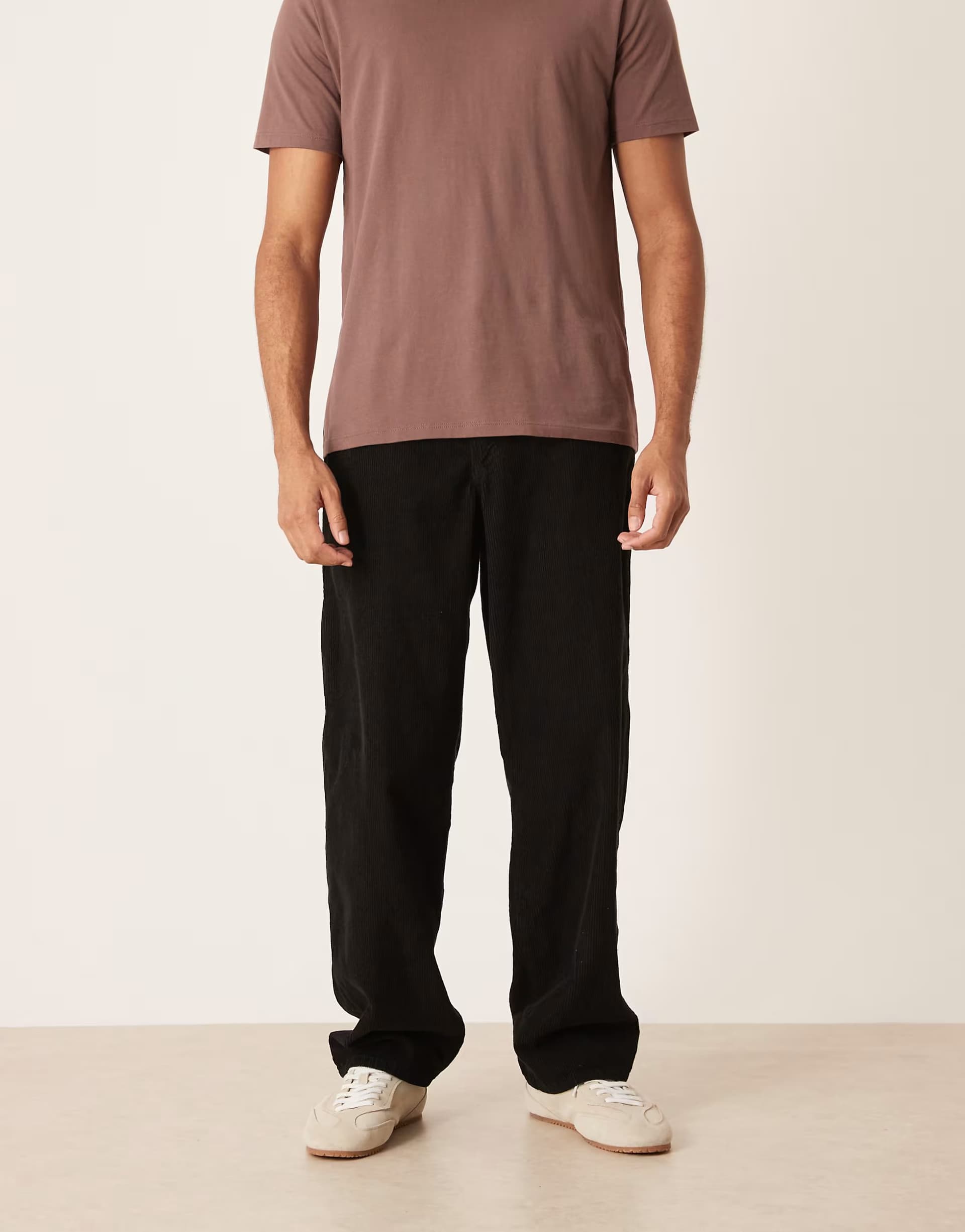 ASOS ASOS DESIGN loose straight trousers in black corduroy