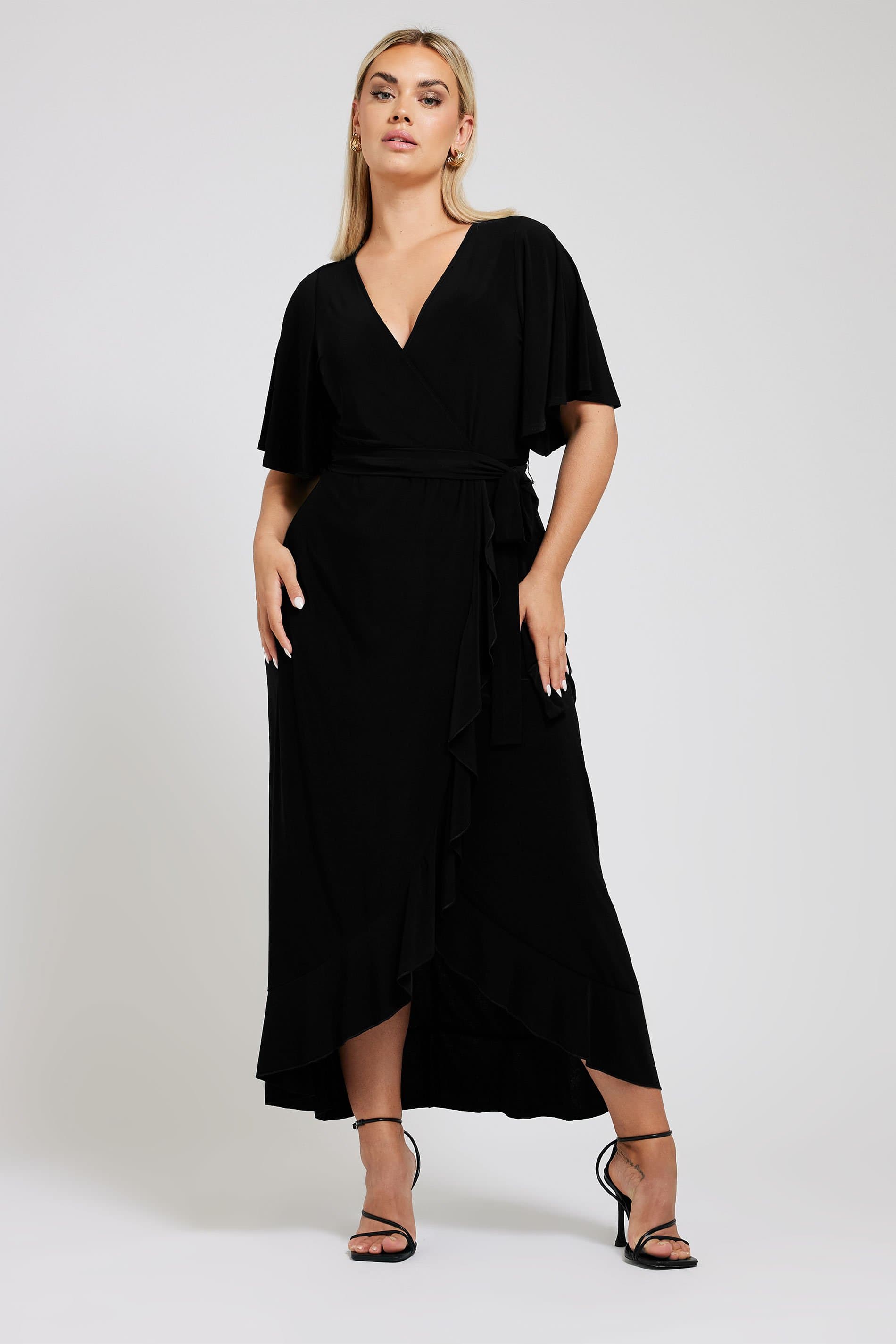 Yours London Plus Size Black Ruffle Hem Maxi Dress