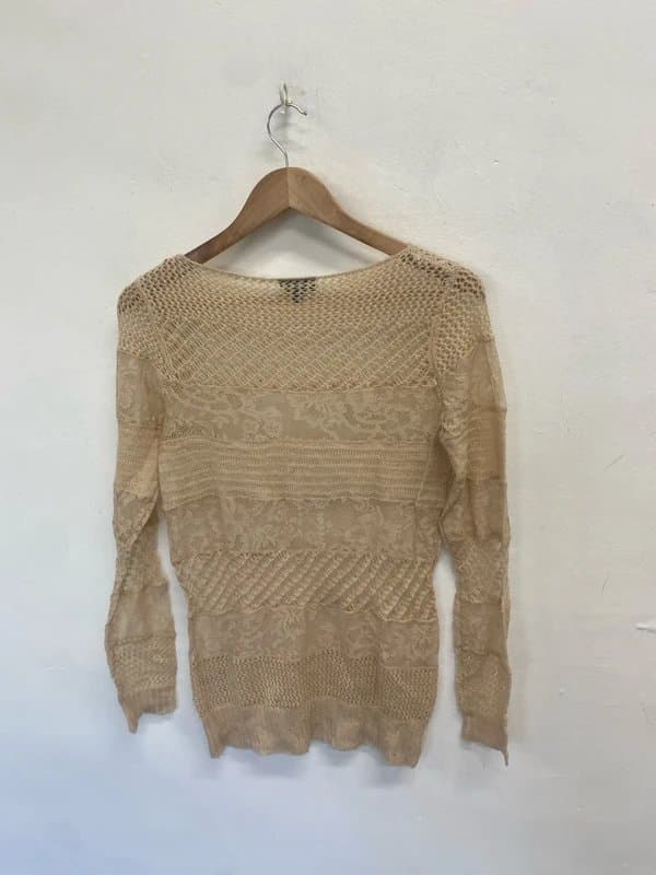 Topshop Gorgeous topshop beige crochet sheer jumper UK 10 PP546