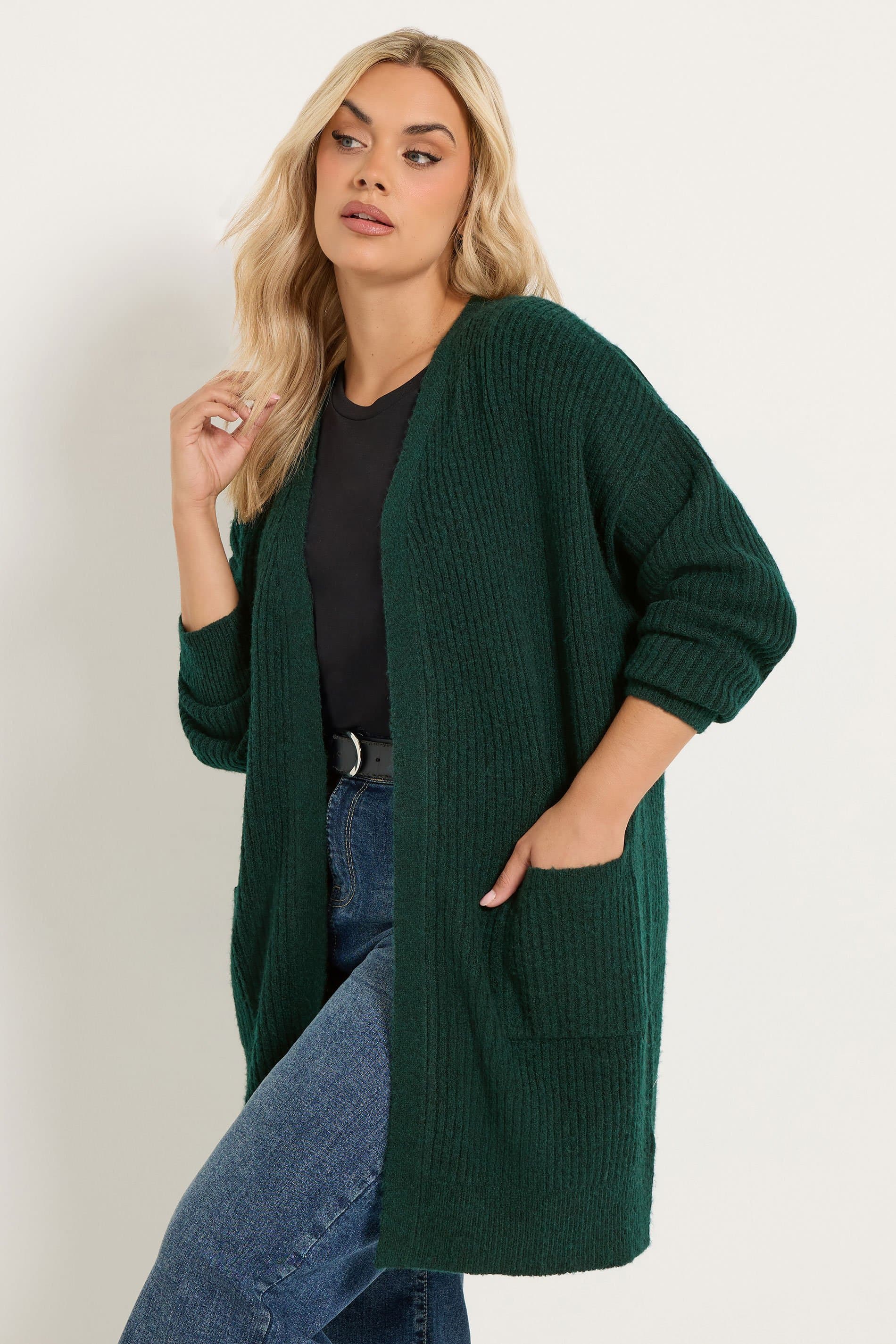 Yours Plus Size Green Longline Cardigan