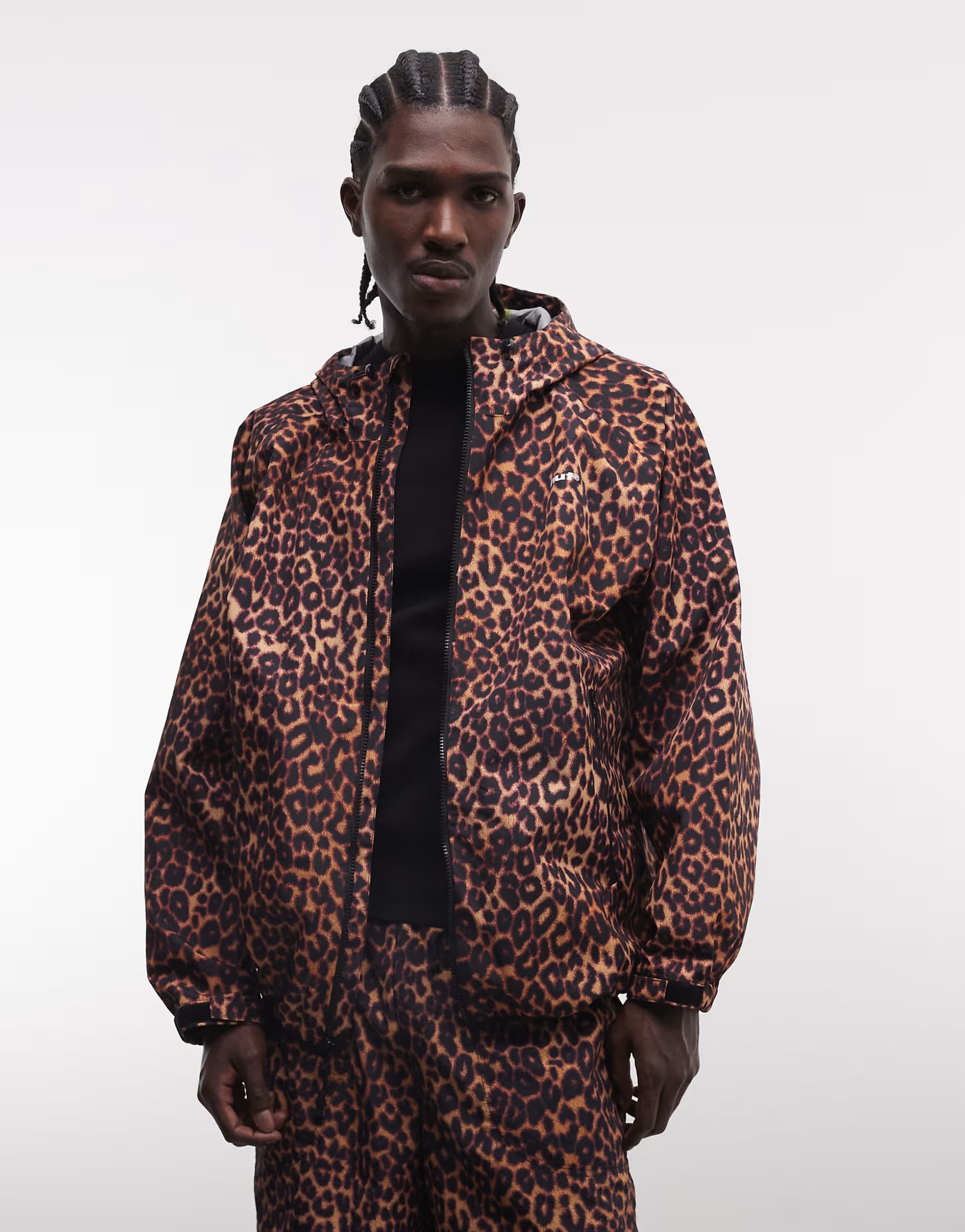 ASOS HUF rainier leopard print shell jacket co-ord in multi