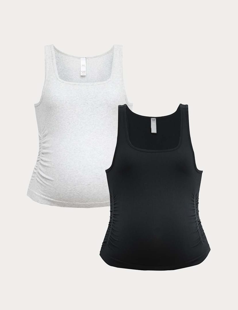 Marks & Spencer M&S 2 Pack Maternity Seamless Scoop Neck Vests Black Mix - 1