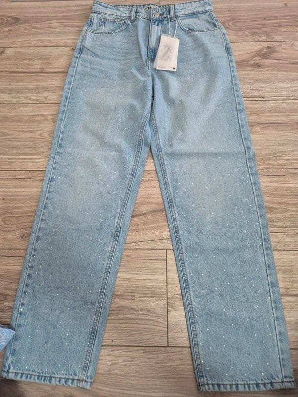 Only Light Blue Rhinestone Embellished Jeans