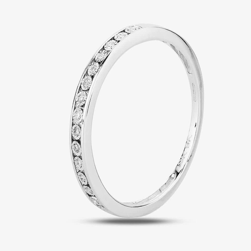 T.H.Baker T.H.Baker Women's 9ct White Gold 0.05ct Diamond Half Eternity Ring in Silver