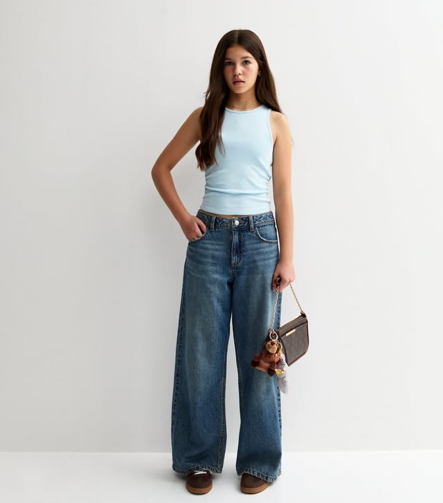 New Look Girls' Light Blue Ruched Side Racer Vest Top New Look - 3