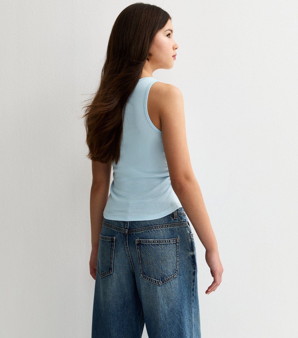 New Look Girls' Light Blue Ruched Side Racer Vest Top New Look - 4