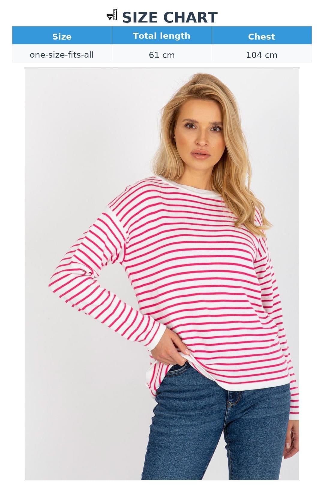 Love Lace Love Lace Women's Classic Color Stripe Long Sleeve Sweater in Pink - 4