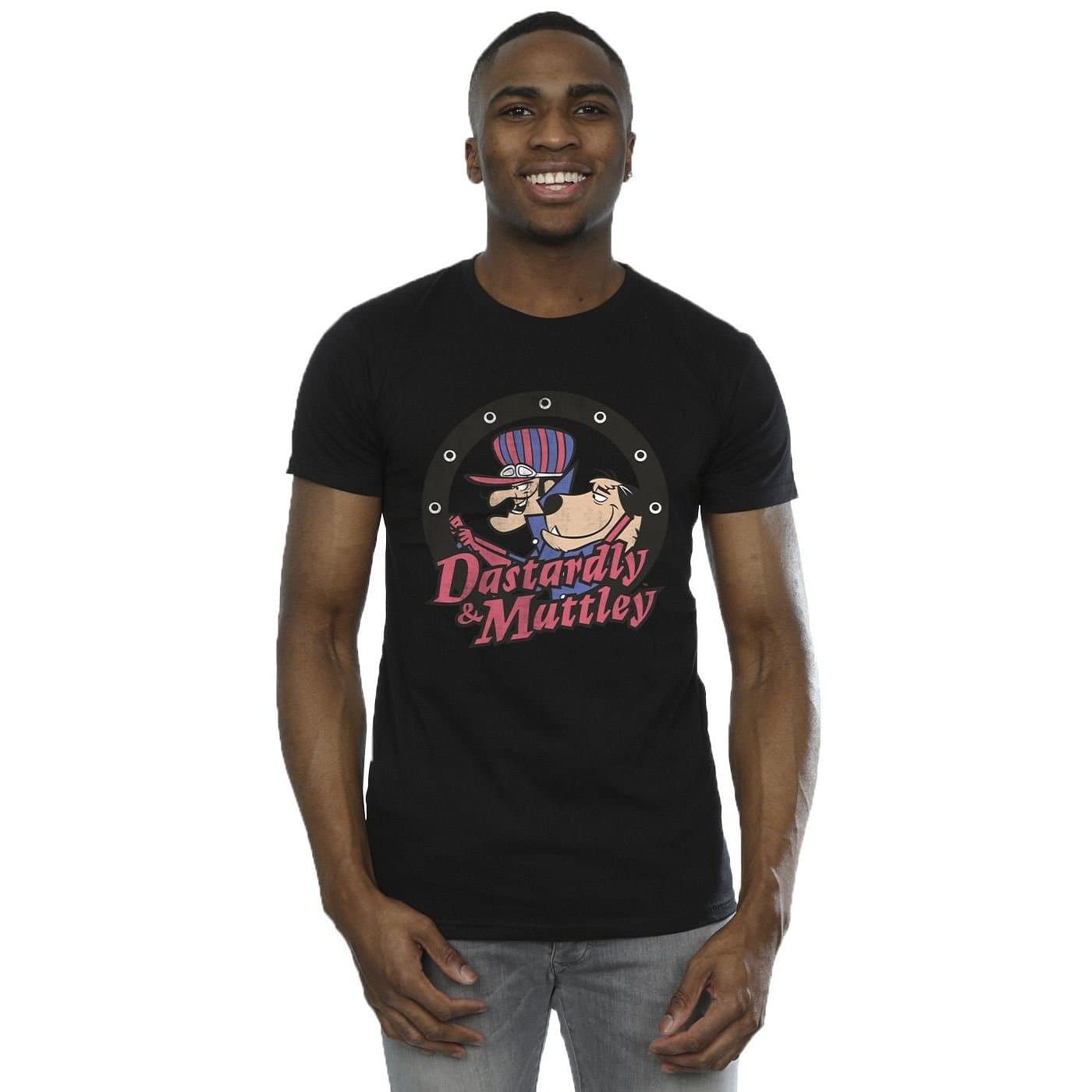 Wacky Races Wacky Races Men's Dastardly & Mutley Circle T-Shirt in Black
