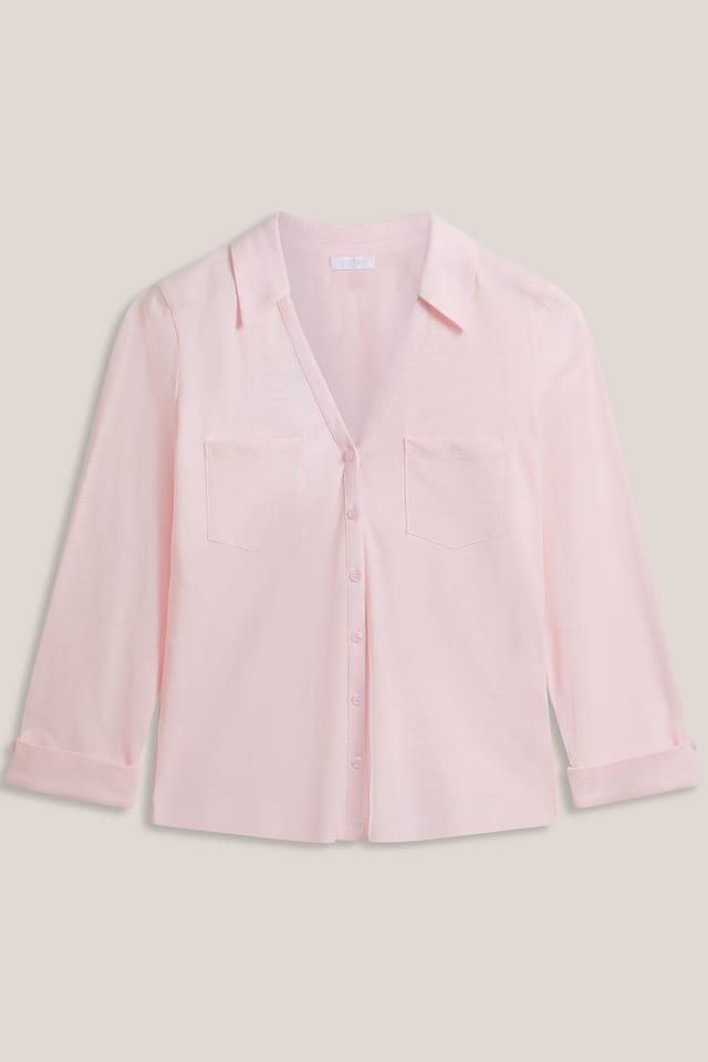 Hobbs London Hobbs London Women's Zariah Slub Collar Shirt in Baby Pink - 2