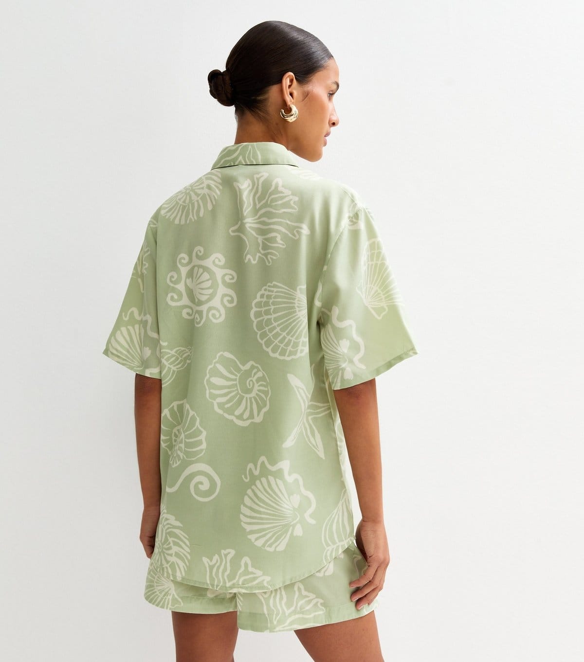 New Look Women's Green Shell Print Collared Shirt New Look - 4