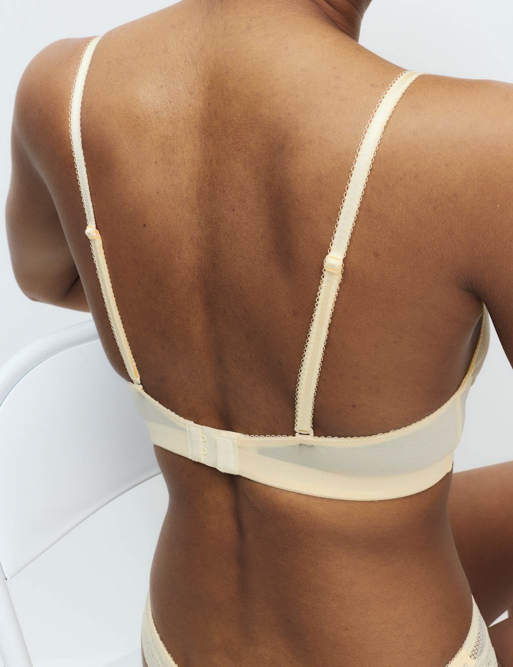 Marks & Spencer M&S Jasmine Lace Non Wired Plunge Bra (A-E) Dark Cream - 4