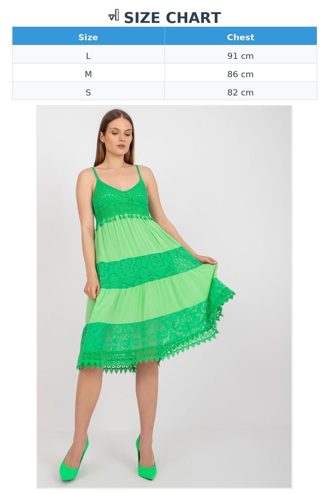 Love Lace Love Lace Women's Summer Heart Lace Openwork Flared Dress in Green - 4