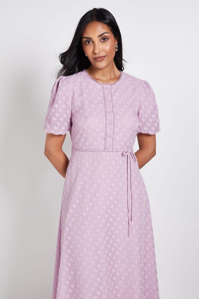 Wallis Wallis Women's Petite 3D Floral Button Midi Dress in Blush - 2