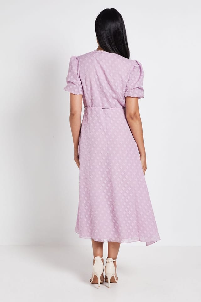 Wallis Wallis Women's Petite 3D Floral Button Midi Dress in Blush - 3