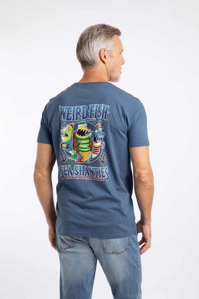 Weird Fish Weird Fish Men's Sea Shanties Artist T-Shirt in Bright Blue - 3