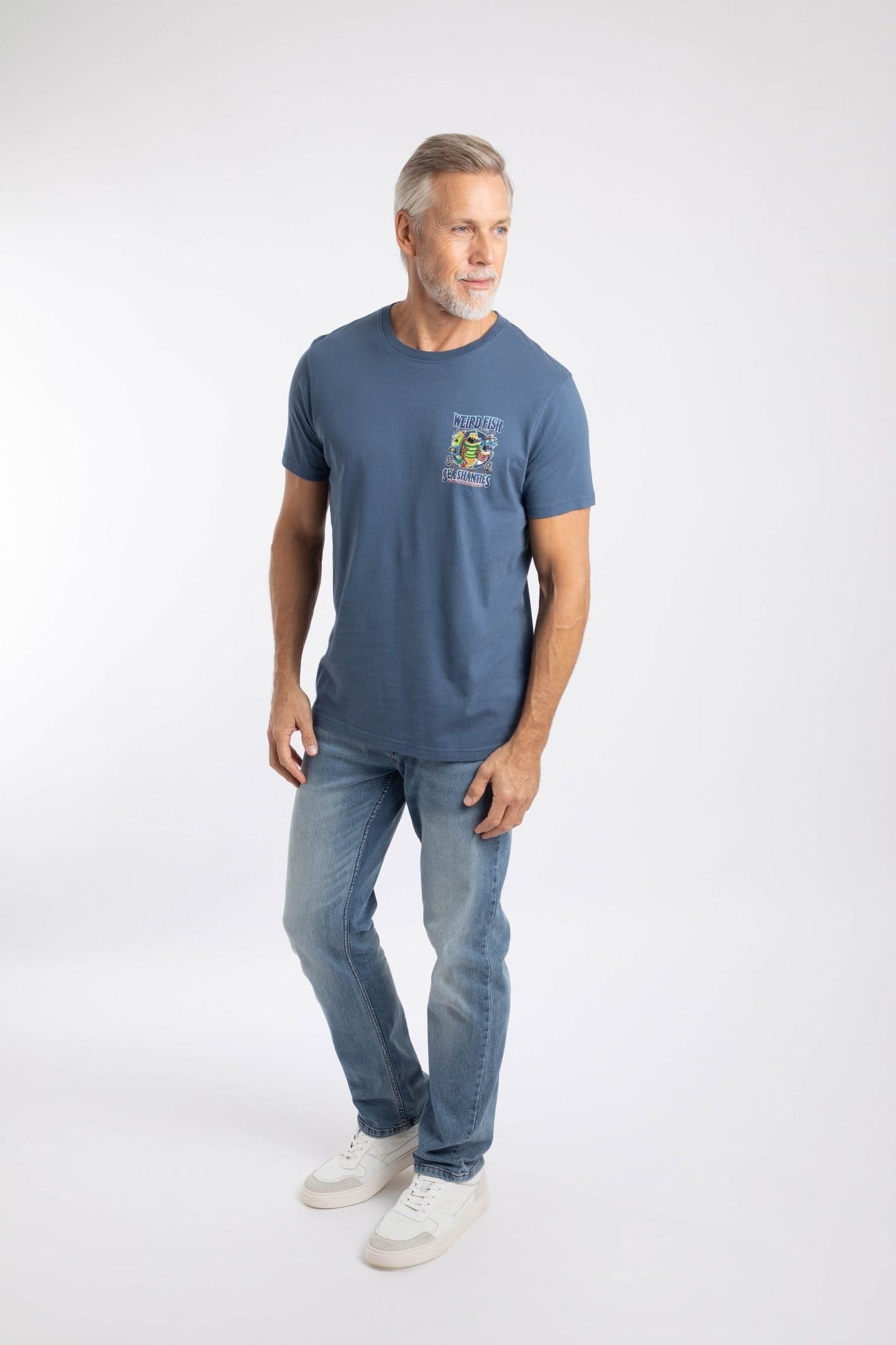 Weird Fish Weird Fish Men's Sea Shanties Artist T-Shirt in Bright Blue - 4