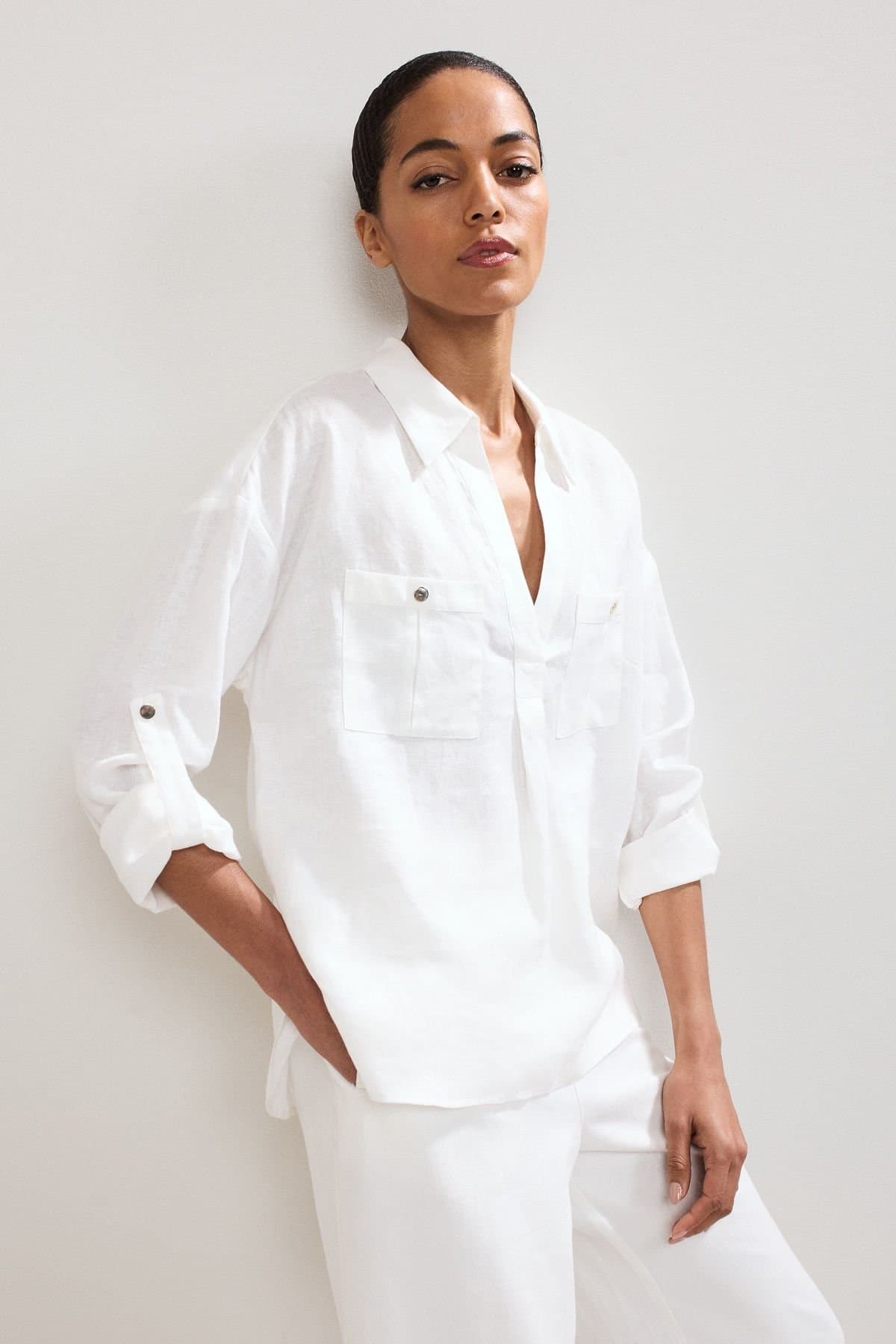 Phase Eight Phase Eight White Linen Shirt for Women