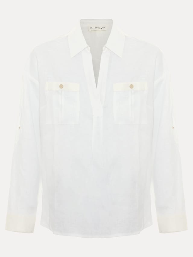 Phase Eight Phase Eight Women's Arla Linen Shirt in White - 2