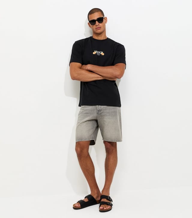 Only and Sons Men's Black Cotton Regular Fit Valencia Fruit Print T-Shirt Only and Sons New Look - 3