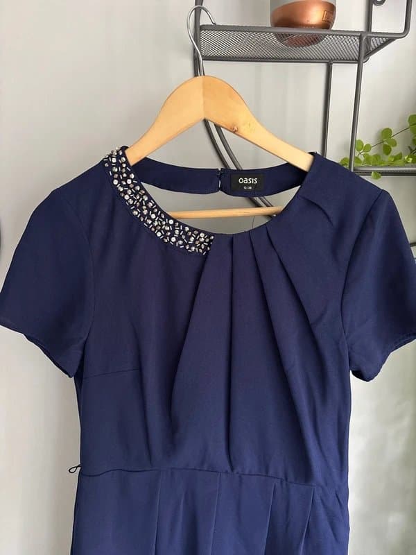 Oasis Women’s Navy and Sequin Cocktail / Evening Dress
