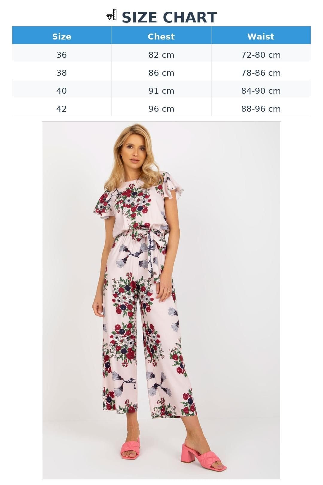 Love Lace Love Lace Women's Floral Cotton Elastane Jumpsuit with Tie Waist in Pink - 4