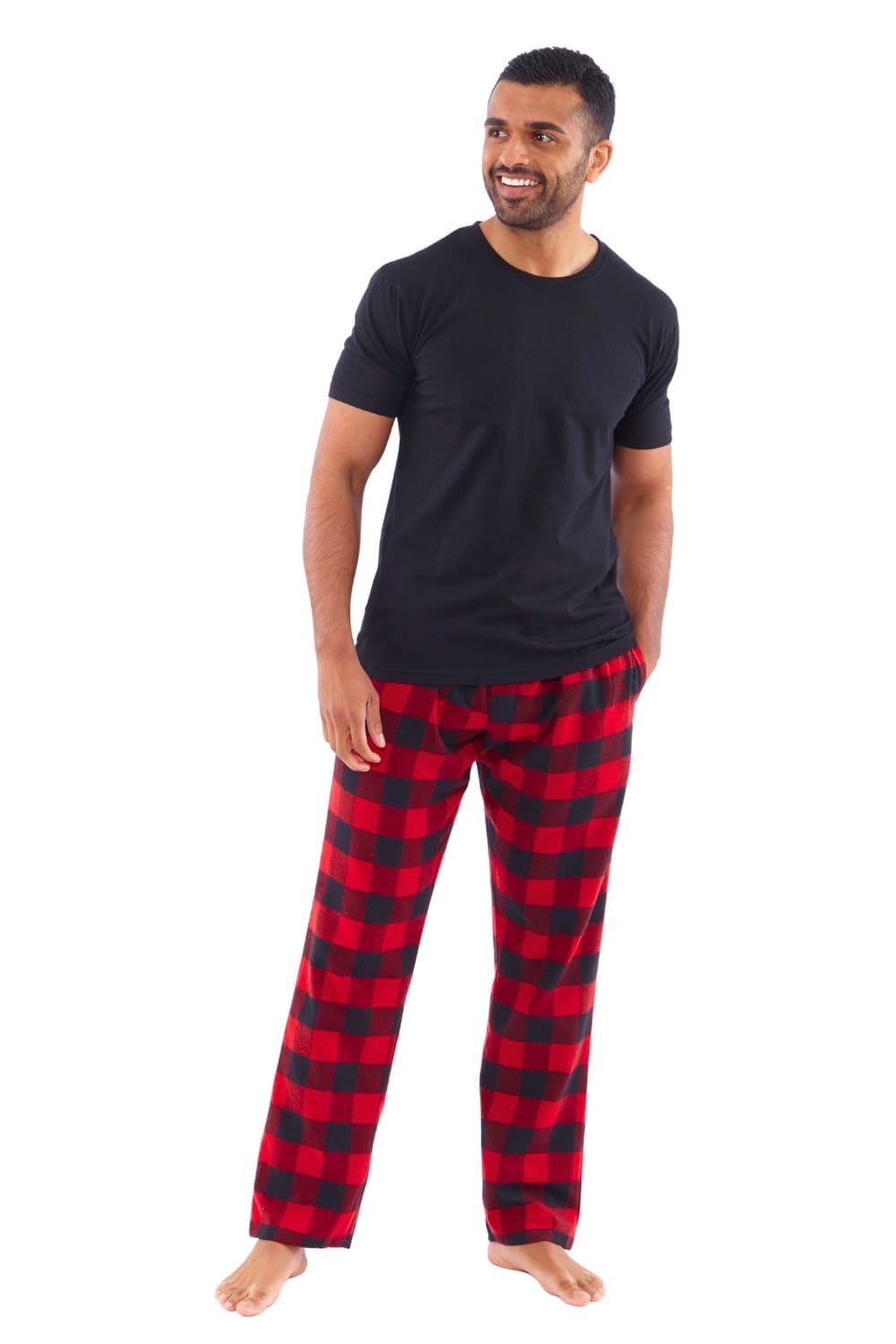 Just Essentials Just Essentials Men's Flannel Check Pyjama Trousers in Red - 4