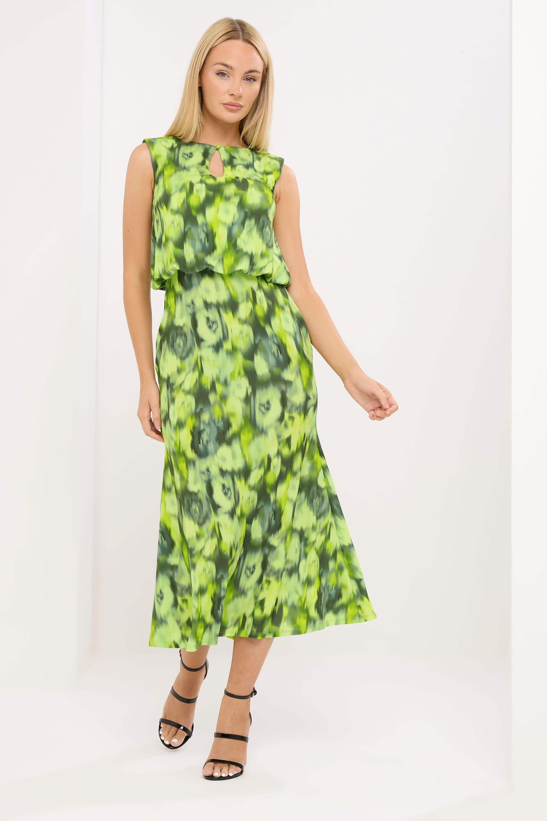 Star By Julien Macdonald Star by Julien Macdonald Women's Blurred Abstract Midi Dress in Lime