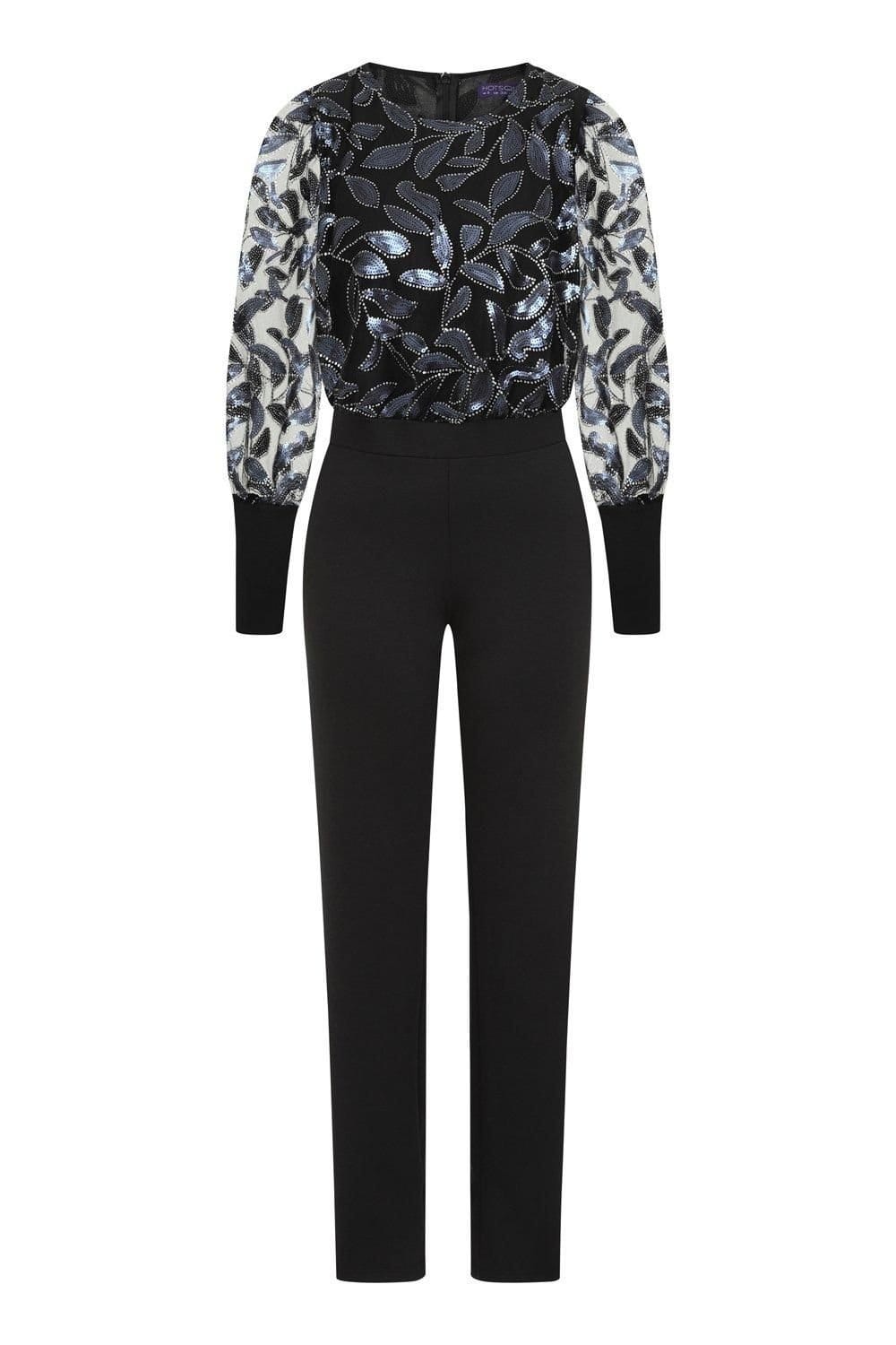 Hot Squash Hot Squash Women's Ponte Jumpsuit with Blouson Sleeves in Navy - 4