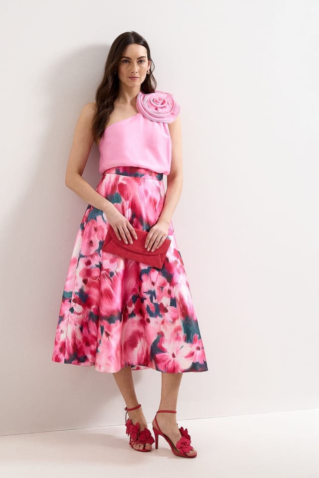Phase Eight Phase Eight Women's Freyja Printed Midi Skirt in Bright Pink - 3