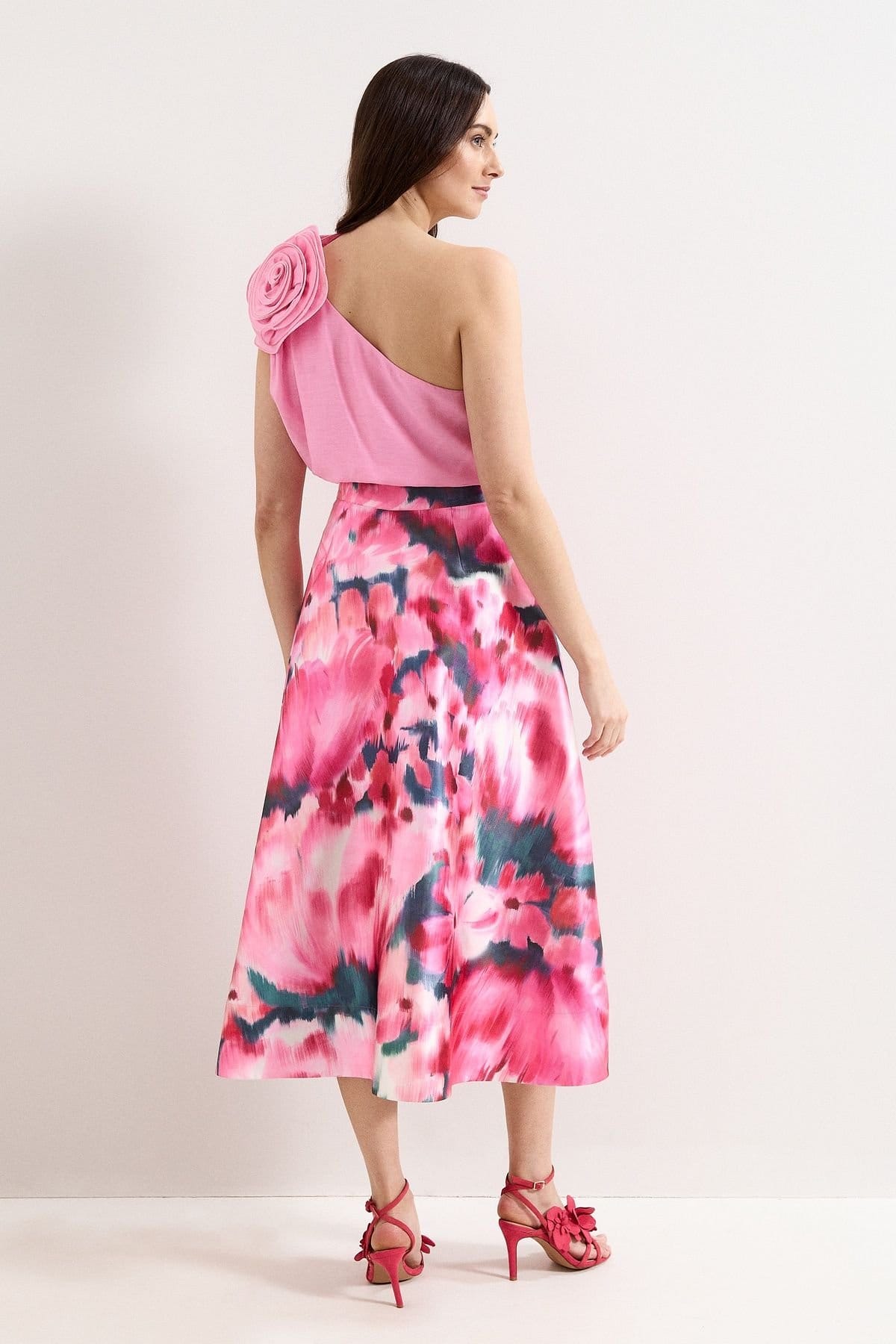 Phase Eight Phase Eight Women's Freyja Printed Midi Skirt in Bright Pink - 4