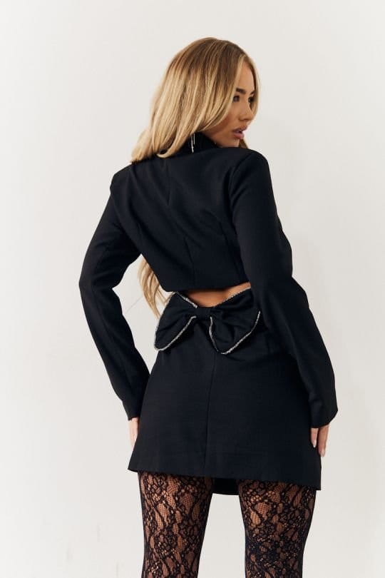 In The Style In The Style Women's Black Bow Back Detail Mini Blazer Dress - 2