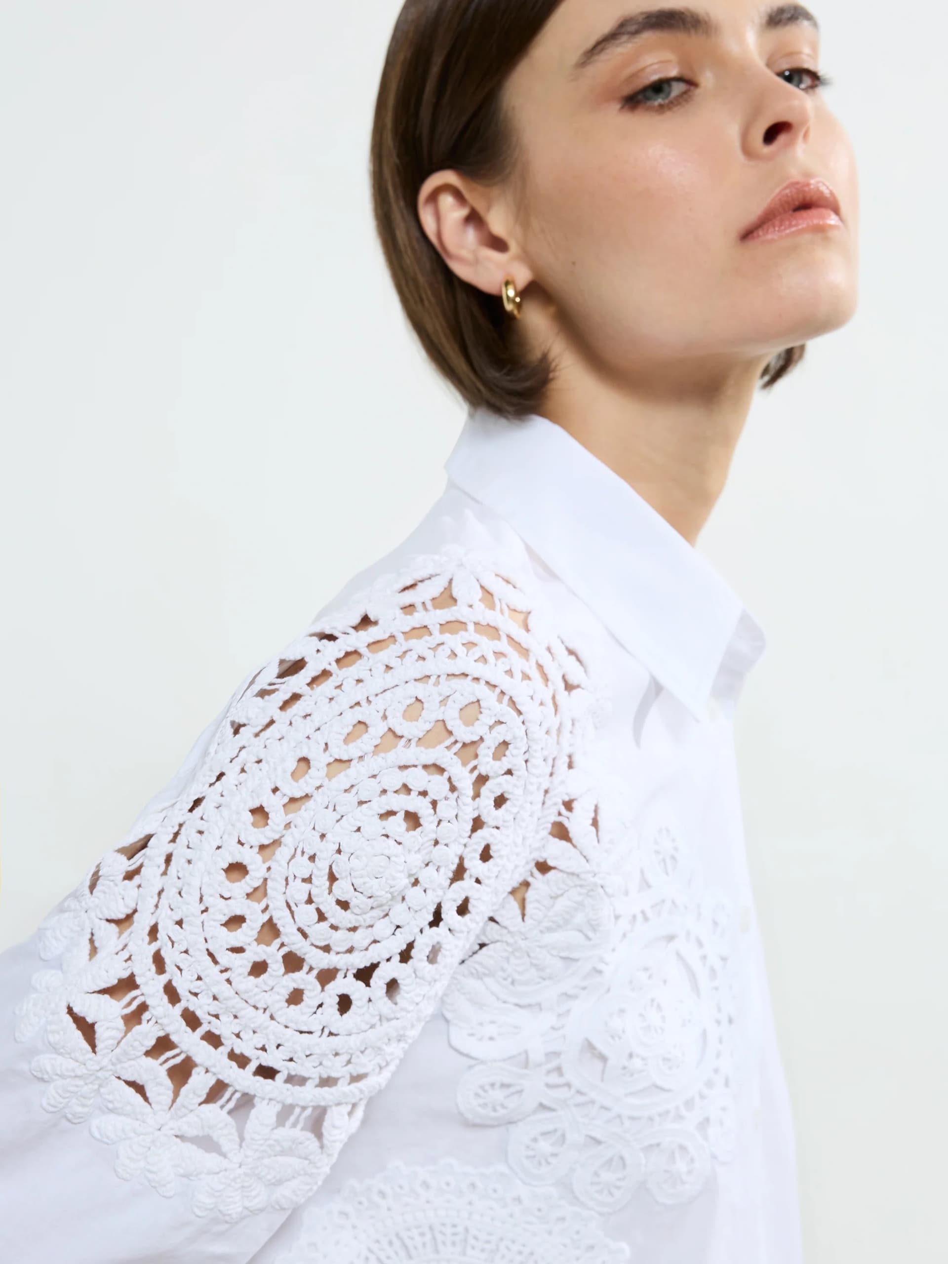 French Connection French Connection White Cotton Crochet Shirt