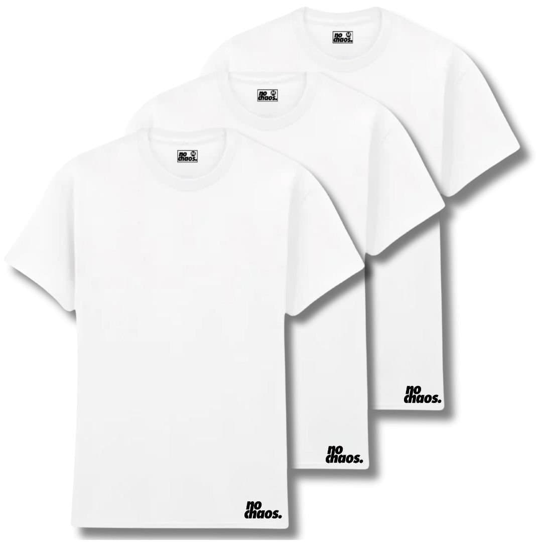 No Chaos No Chaos Men's Logo 3 Pack T-Shirts - White