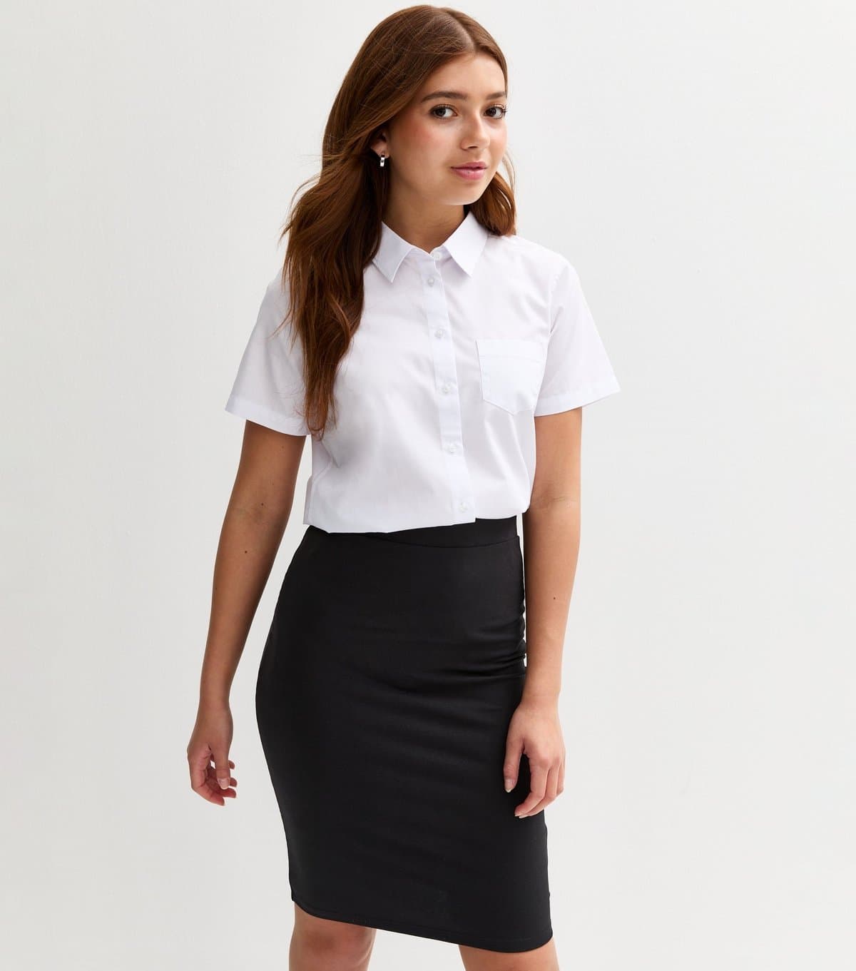 New Look Girls' Black Jersey Pencil School Skirt New Look