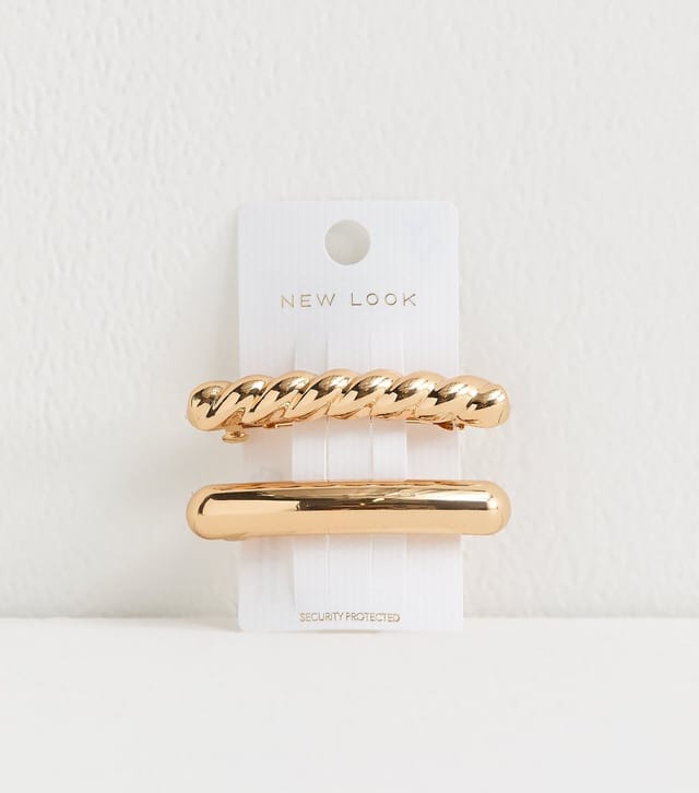 New Look Pack Of 2 Gold Tone Twisted And Plain Hair Slides New Look - 2