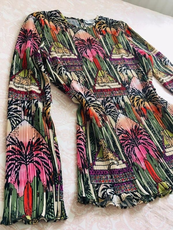 Never Fully Dressed Never Fully Dressed Multi Colour Print Plisse Top Kick Flare Trouser Summer Holiday Co-Ord Set 10