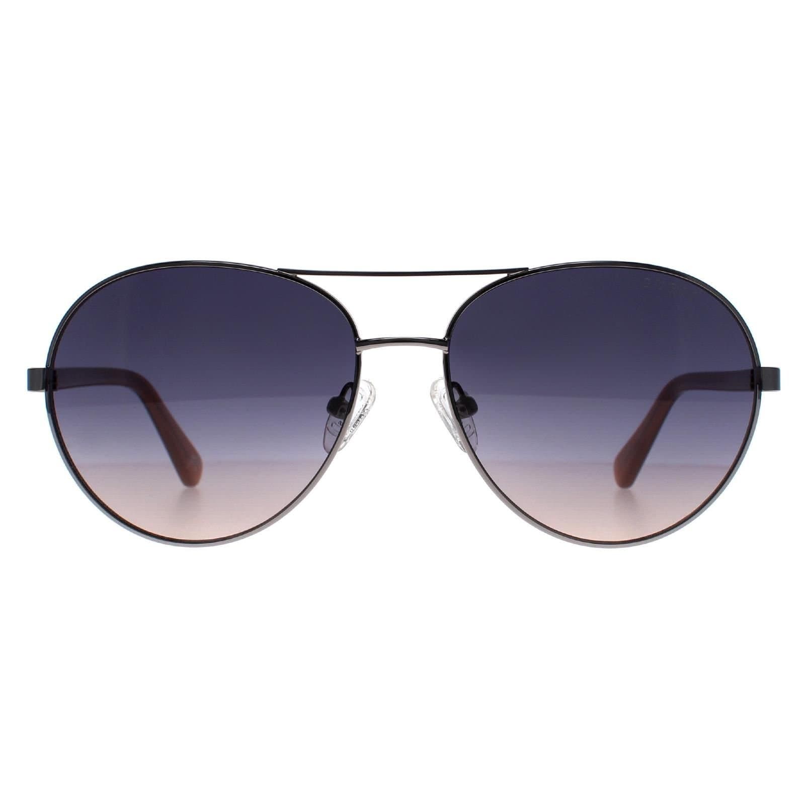 Guess Guess Men's Aviator Shiny Light Nickeltin Blue Gradient GU5213 in Silver