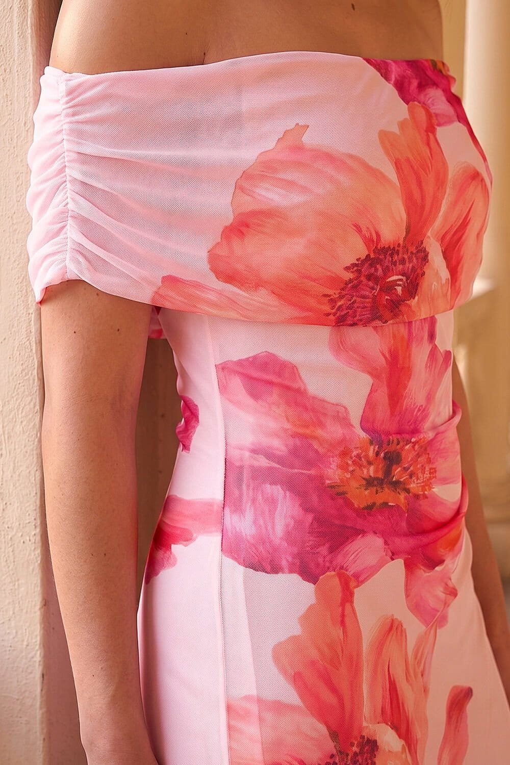 Dusk Dusk Women's Floral Bardot Maxi Dress in Pink - 4