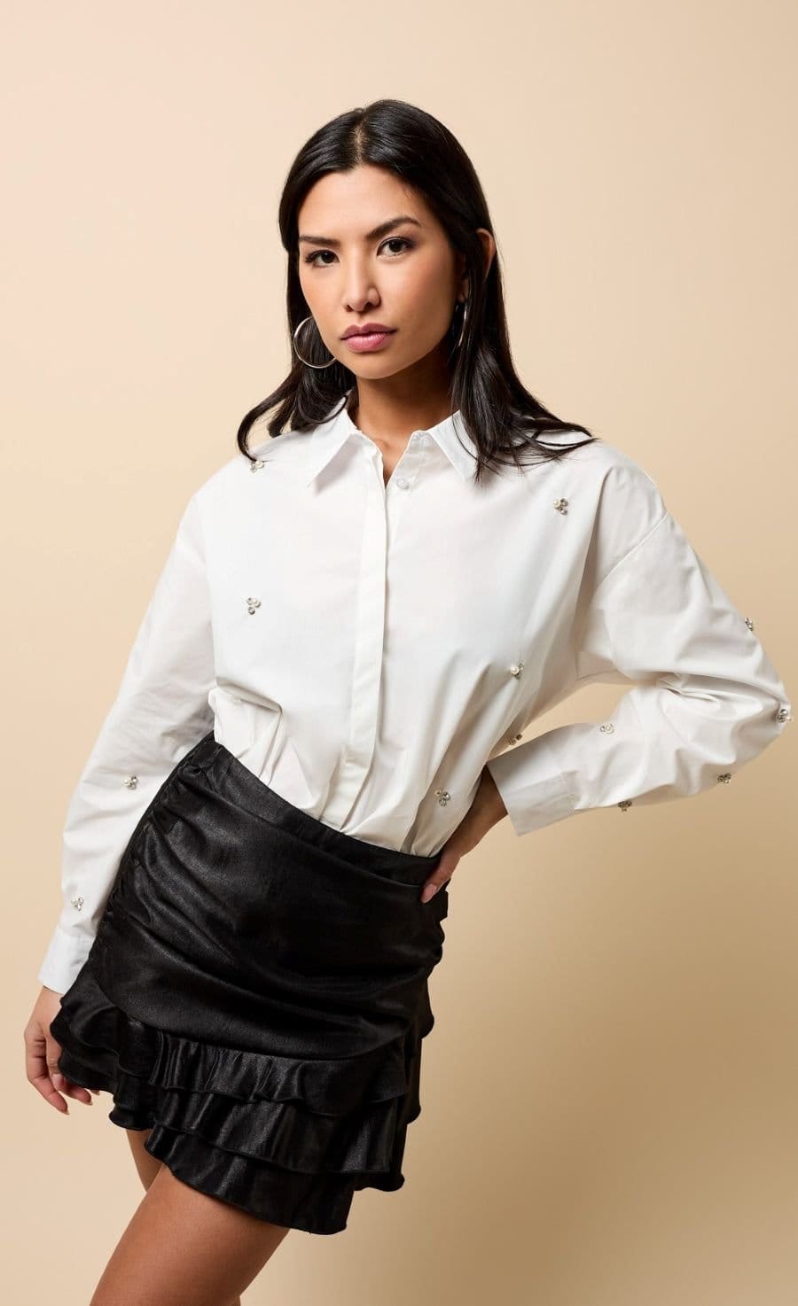Little Mistress Little Mistress Women's White Embelished Shirt - 4