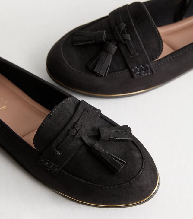 New Look Women's Black Tassel Charm Slip On Loafers New Look - 3