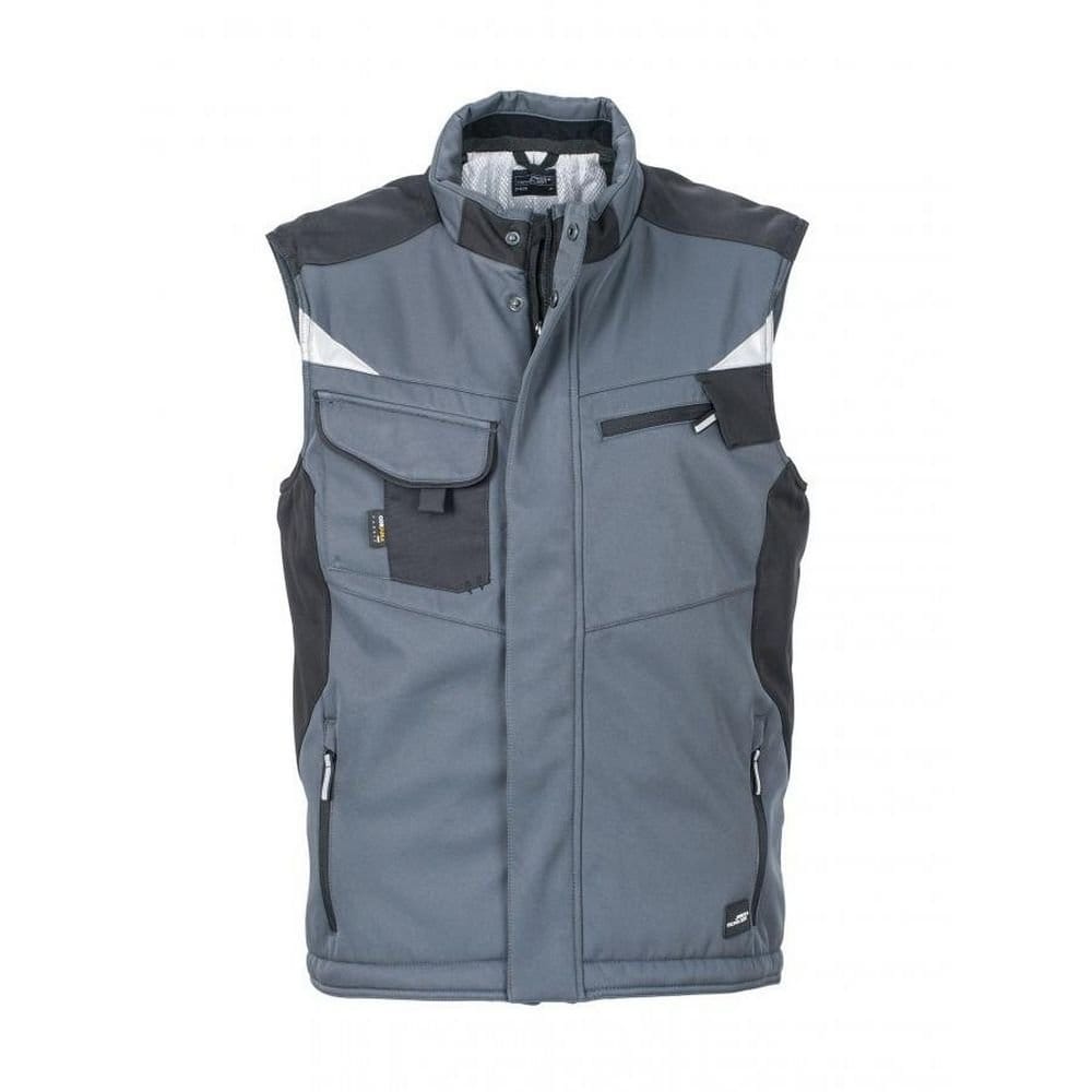 James and Nicholson Men's Craftsmen Softshell Gilet in Mid Grey