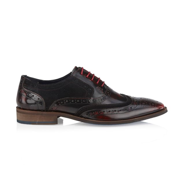Amen Shoes Amen Shoes Men's Wexford Leather Two Tone Brogue Shoes in Red - 2