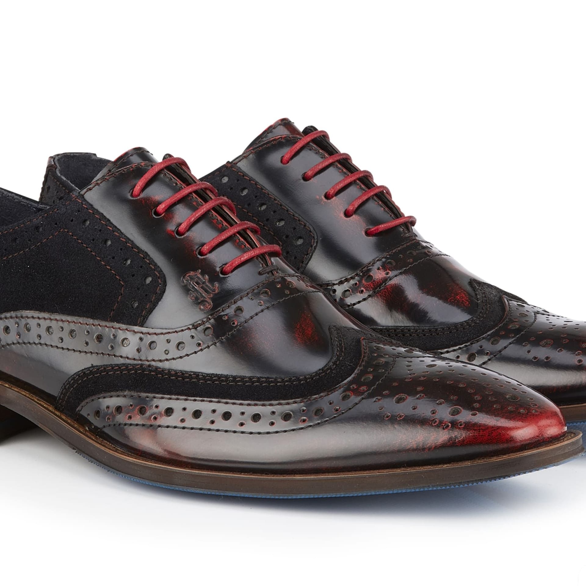 Amen Shoes Amen Shoes Men's Wexford Leather Two Tone Brogue Shoes in Red - 4