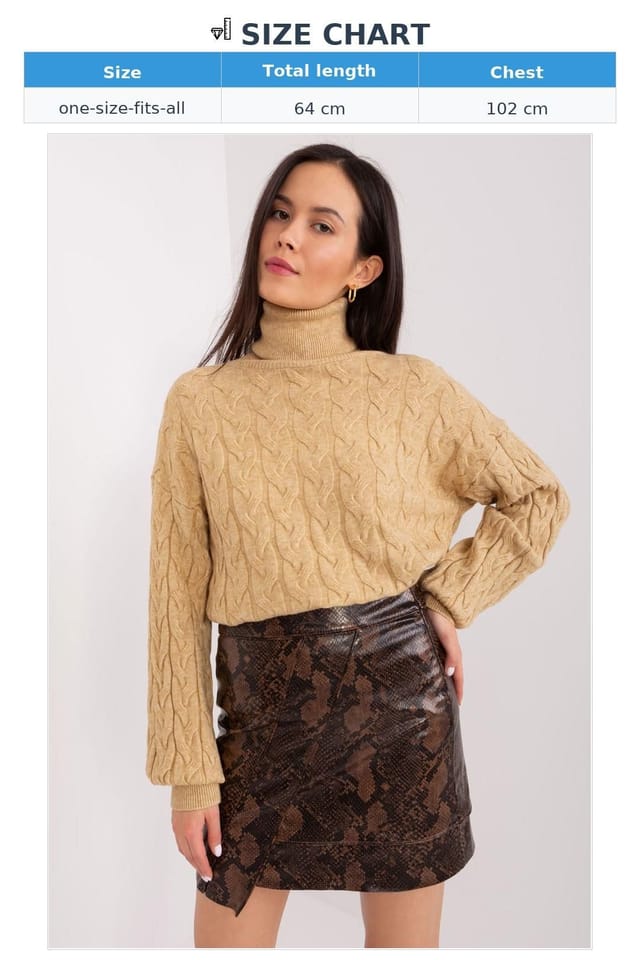 Love Lace Love Lace Women's Plaid Turtleneck Long Sleeve Sweater Style 188301 in Beige - 3