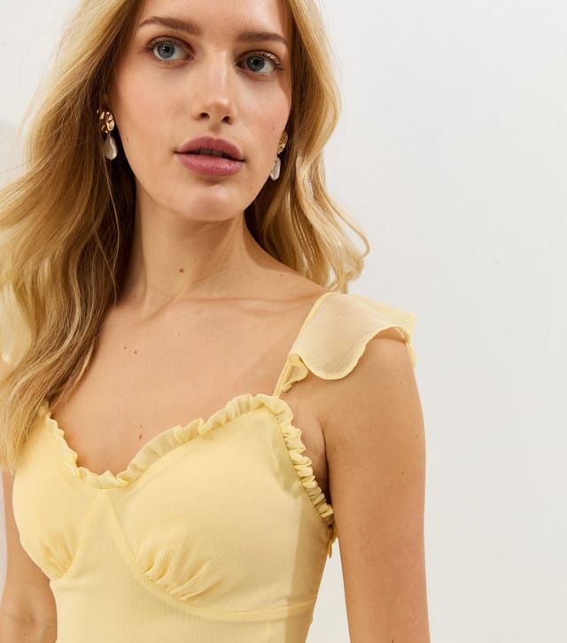 New Look Women's Yellow Tiered Chiffon Midi Dress New Look - 2