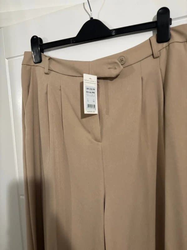 New Look Beige wide leg trousers