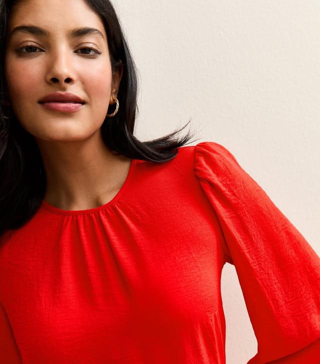 New Look Women's Red Long Sleeve Skater Skirt Mini Dress New Look - 3