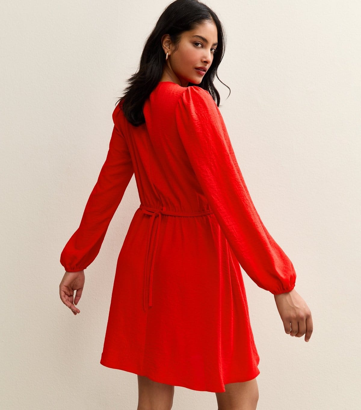 New Look Women's Red Long Sleeve Skater Skirt Mini Dress New Look - 4