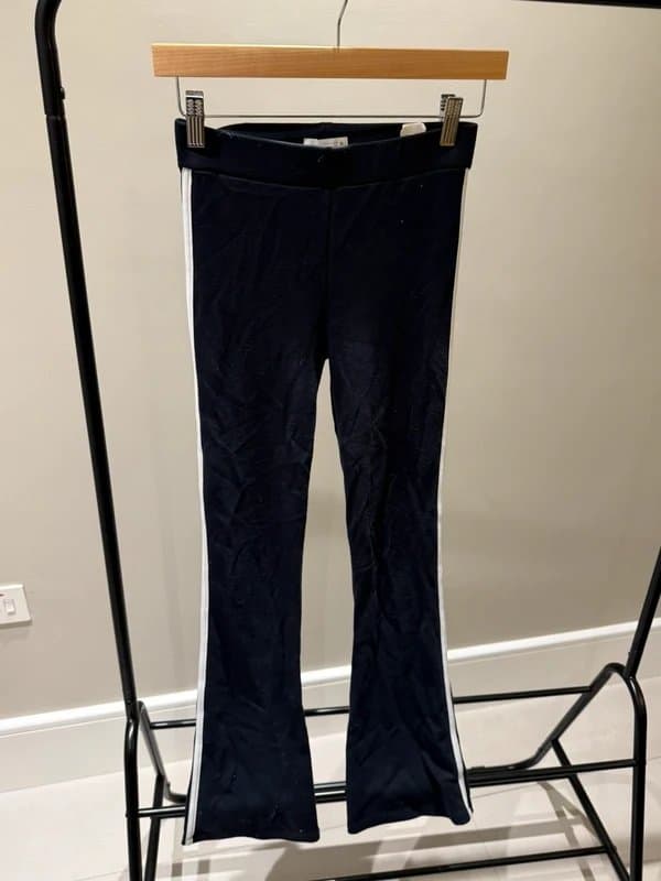 Zara Black Flared Leggings / Yoga Trousers with White Side Stripe – Size S – Sporty Y2K